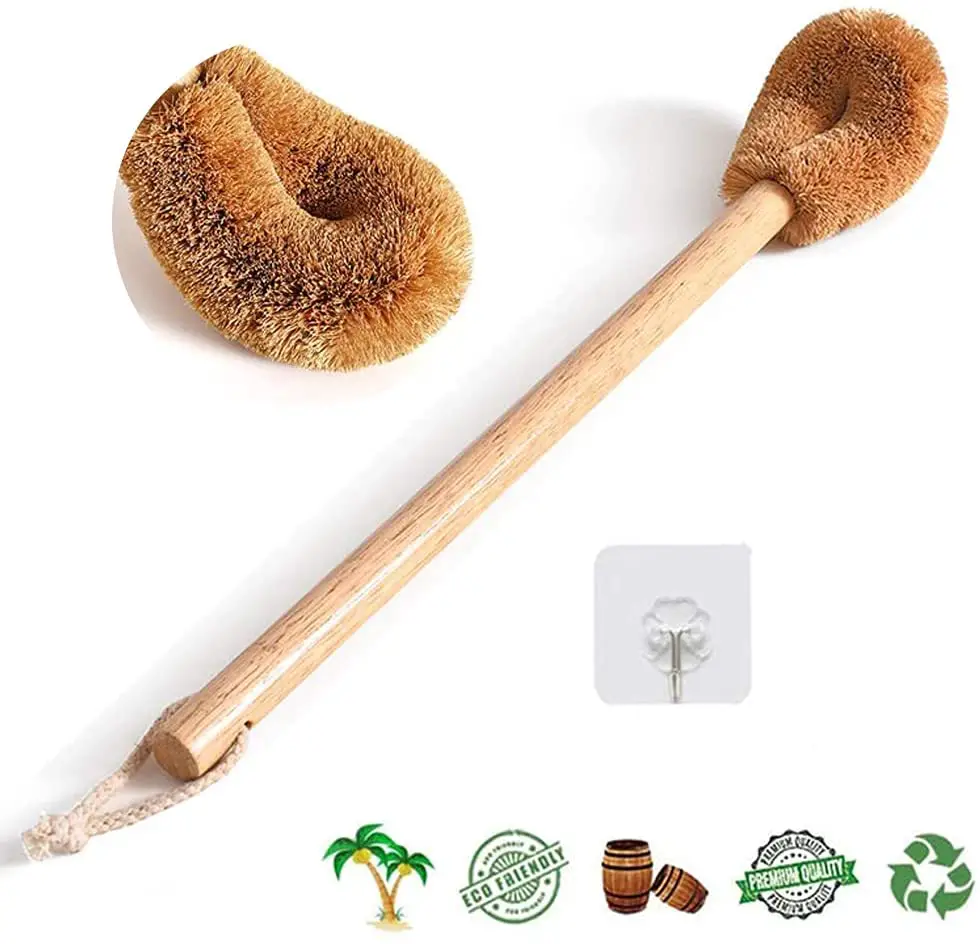 Toilet Brush, Natural Coconut Fiber Brush Head