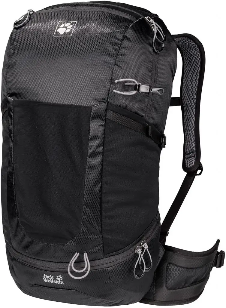 Jack Wolfskin Kingston 30L Lightweight Recycled Dual Chamber Backpack with Rain Cover